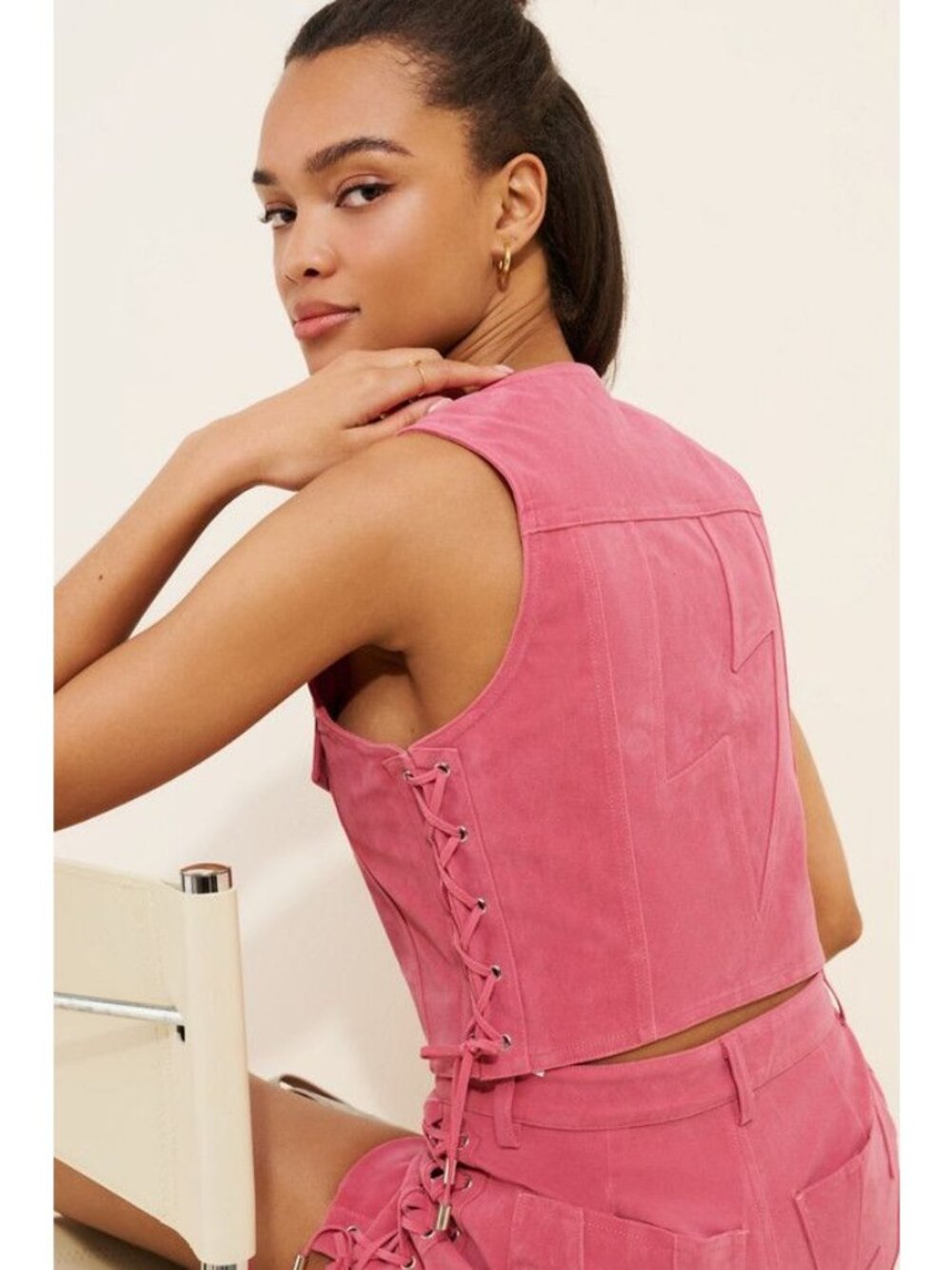 Rolla's AC/DC Morgan Vegan Suede Vest Rose Pink Womens Size Small